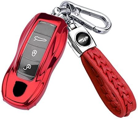 SANRILY Protector completo para llave Porsche con llavero sin llave para Porsche 911 Macan Cayenne Panamera, 718 CaymanBoxster - Rojo