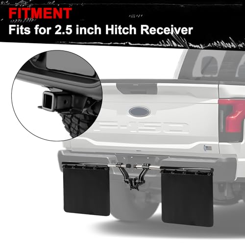 Image of PSLER 2.5'' Hitch Mounted Mud Flaps Rock Guards for Towing for Trucks Universal for most Vehicles with Width and Height Adjustments