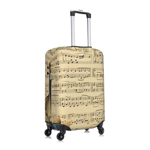 Travel Luggage Cover Elastic Anti-Scratch Suitcase Protector Washable Travel Suitcase Cover Music Notes On Old Paper Luggage Protector Fits 18-32 Inch Suitcase3