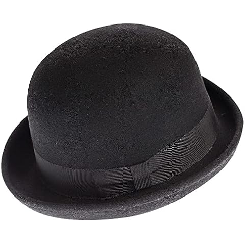 CXQRR Black Bowler Derby Hat Short Rolled Brim Fedora Hat for Men and Women, Black, M Cover