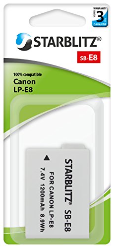 Compatibile con LP-E8 Starblitz E8 SB-Batteria ricaricabile per Canon LP-E8, colore: nero