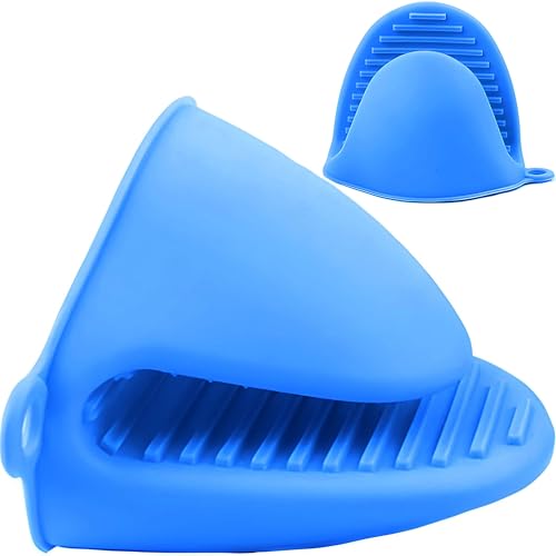 Retoo Manoplas de Silicona, Guantes de Silicona, Mango Resistente al Calor para Hornear, cocinar, Asar, Guantes de Horno para Barbacoa, Color Azul