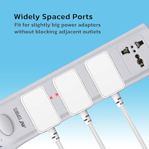 Image of Ant Esports PS400 Power Strips with 4 Universal Socket, 3-Meter-Long Cord, 2500-Watt, Fireproof Material, Heavy Duty Cable Overload Protection, Extension Cord for Home /Office Appliances - White