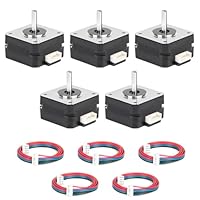 EFUTURETIME 5pcs Nema 17 Schrittmotor 42x23mm, Pancake Motor 3.6V/1A 16Ncm Haltemoment 2 Phase 4 Drähte 1.8 Grad mit 1m Kabel für 3D Drucker Motoren CNC Fräsmaschine Roboterarm Lasergravur