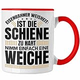 Trendation - Weiche Lokführer Tasse Geschenk Eisenbahner Spruch Lokomotive Geschenkidee Eisenbahn Modelleisenbahn (Rot)