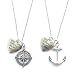 2 Anchor And Compass You Are Always In My Heart Necklace or Keychains Best Friends BFF Sisters Couples (Necklace)
