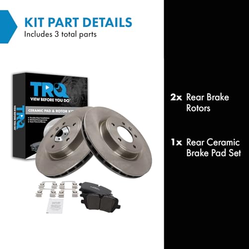 Image of TRQ Rear Brake Pad and Rotor Set Ceramic Compatible with 2018-2020 Land Rover Discovery Range Rover 2019-2020 Range Sport