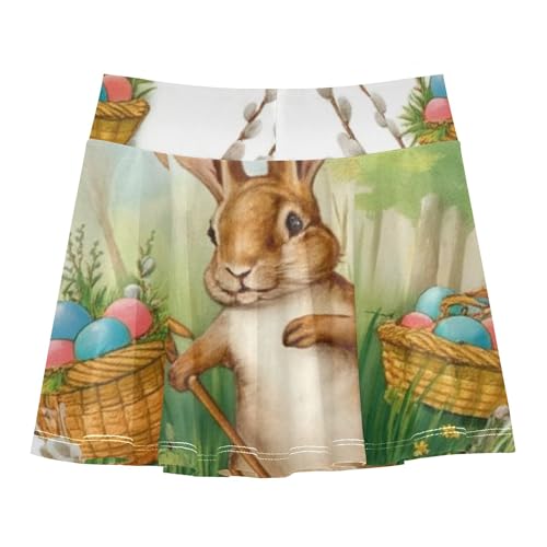 Tennis Skirts Toddler Vintage Easter Bunnies Eggs Girls Skorts Athletic Shorts Print Flowy Skirt 4t2