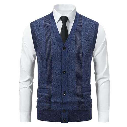 Men's Warm Sleeveless Sweater Vest Autumn Winter Knitted Cardigan Classic Fit