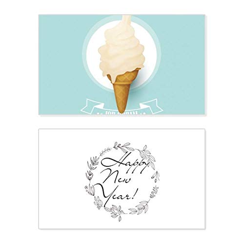 Tarjeta de Año Nuevo blanca con conos de helado: escribe tu mensaje de bendición familiar