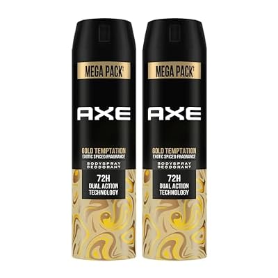 Axe Gold Temptation Long Lasting Deodorant Bodyspray For Men, 215ml, Pack of 2