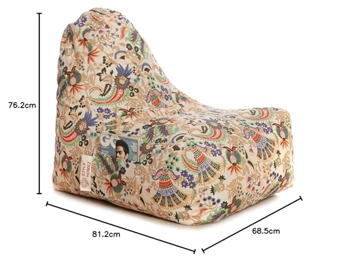 Image of Style Homez Hackey Cotton Canvas Floral Printed Bean Bag XXL Size Filled with Beans Fillers