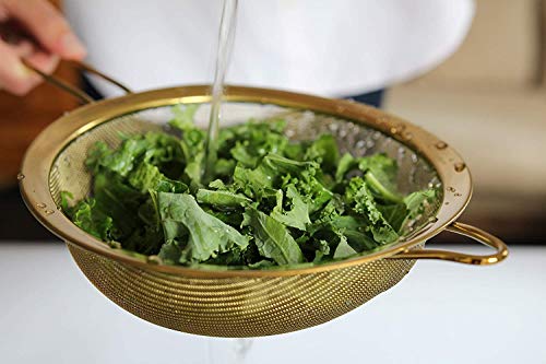 Strainer Set Fine Mesh – Premium 304 Stainless Steel (18/8) – 8″, 5.5″ and 3.3″ Sturdy Kitchen Strainers (Gold) - Image 4