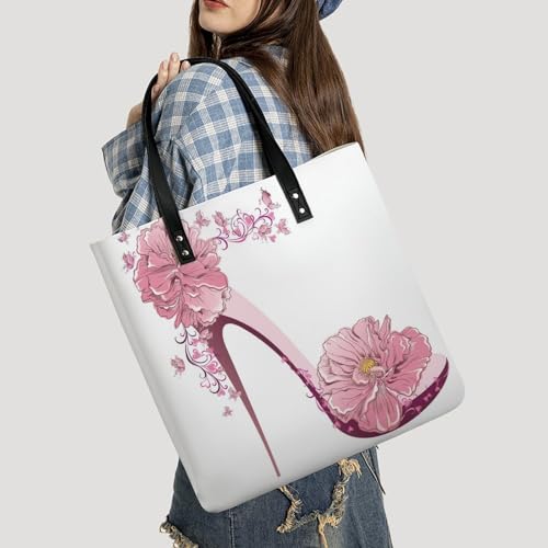 Sac à bandoulière fleur talons hauts grand format 39x39cm imprimé mode - 2