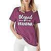 JINTING Blessed Grandma Shirts for Women Blessed Grammy Shirts Short Sleeve Casual Nana Gift T Shirts Top Tee Burgundy