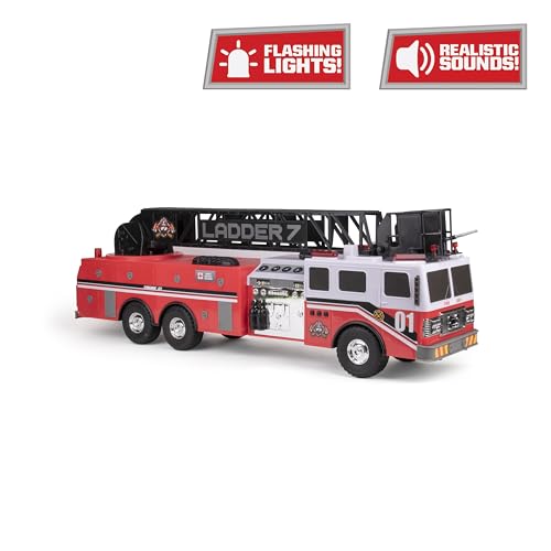 Mighty Fleet Titans 29" Jumbo Toy Fire Truck – Realistic Flashing Lights, Siren Sounds & Extendable Rotating Ladder – Durable, Interactive Vehicle Toy for Kids Ages 3+ by Mighty Fleet - Image 3