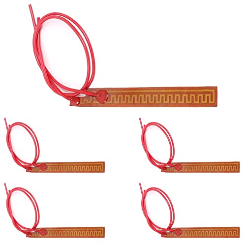 Harissess 12V 12W Flexible Polyimide Heater Plate, Adhesive Hot Foil Heater PI Heating Film 10mmx93mm(Pack of 5)
