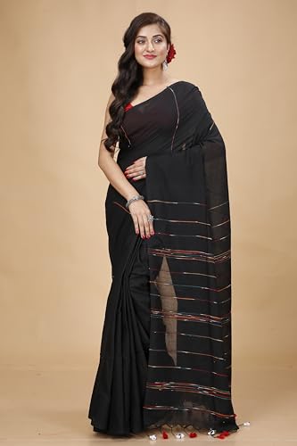 Image of Women's Traditional Bengal Handloom Soft Cotton Khesh Saree