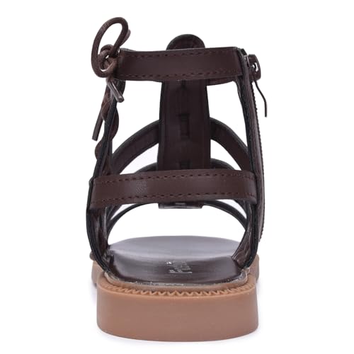Image of Skeblo Girls Rivet Gladiator Sandals Summer Princess Dress Strappy Flats Zip Up Boots Shoes