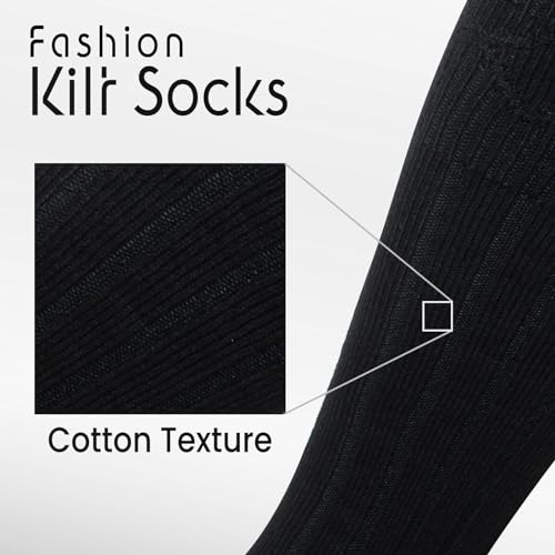 Scottish Highland Kilt Hose for Men, Ribbed Socks for USA Shoe Sizes, Wool Blend3