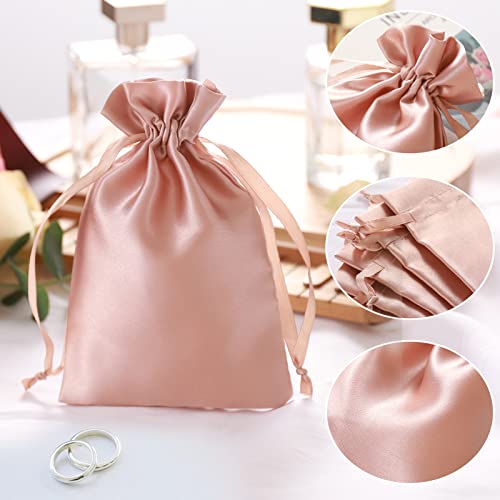 Enniyu Satin Gift Bags, 6X9 Rose Gold Jewelry Bags, Wedding Favor Drawstring Bags Baby Shower Christmas Gift Bags Tarot Cards Bags 50 Pack… #TOP5