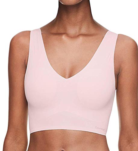 Calvin Klein Women's Plus Size Invisibles Comfort Seamless Lightly Lined V Neck Bralette Bra, Nymph's Thigh, 2X