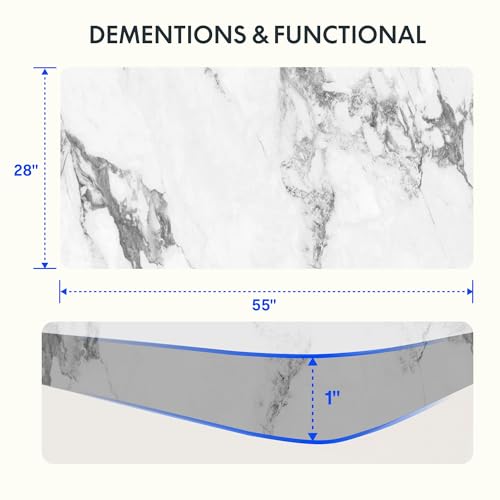 FLEXISPOT EN1 One-Piece Standing Desk 55 x 28 Inches Stand Up Desk Workstation Home Office Computer Height Adjustable Desk (White Frame + Marble Gray Top, 2 Packages)