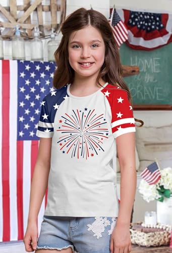 Image of Ithalt Boys Girls USA Shirts Kids 4th of July Shirts American Flag Tshirt Patriotic Top Independence Day Outfit 5-13y