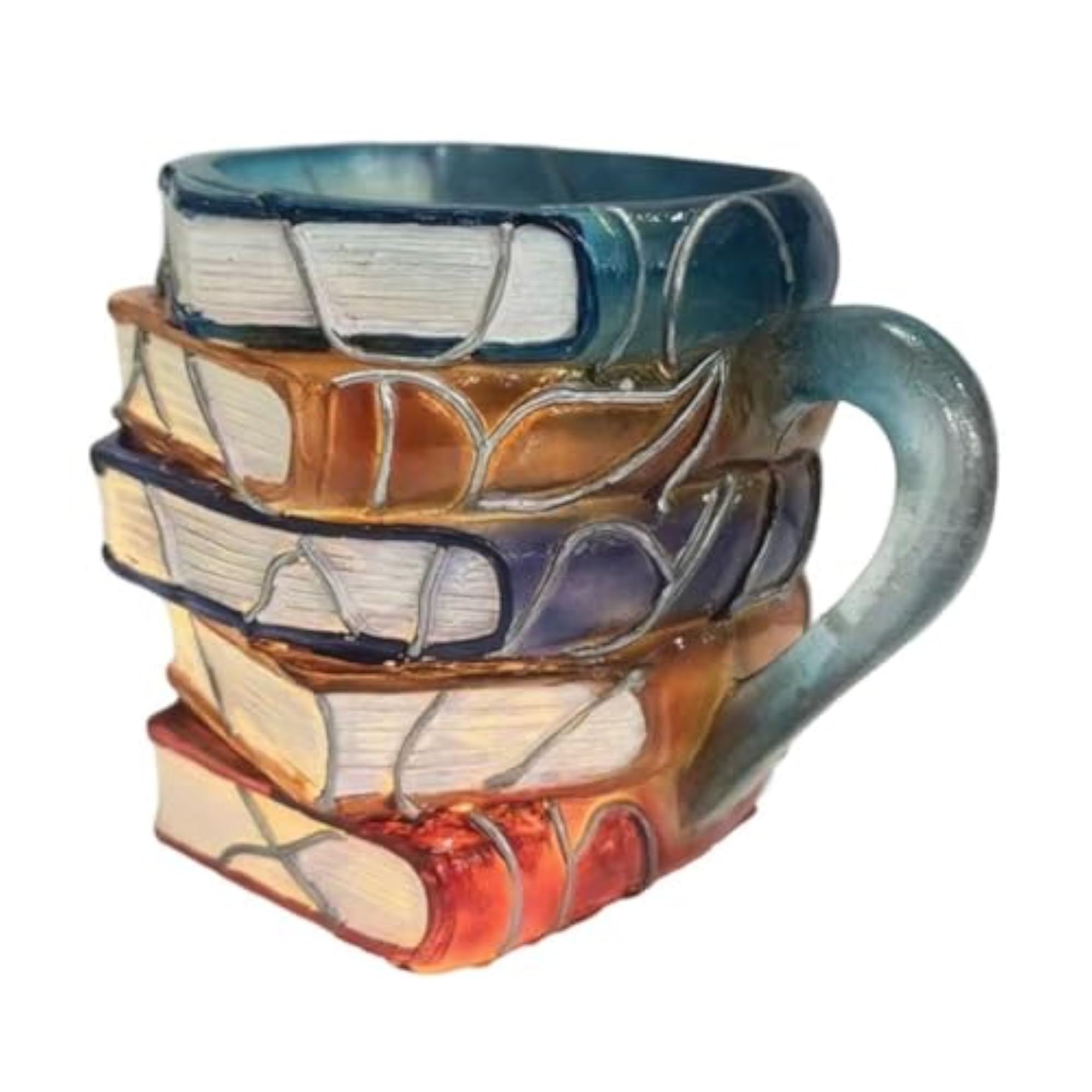 3D Painted Stacked Books Shaped Mug