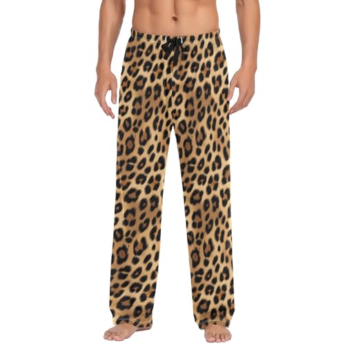 Men's Leopard Designs Pajama Pants with Elastic Waistband | Soft Lounge Sleepwear | Breathable Sleep Pants for Home（15）