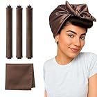 Overnight Blowout Rods | Heatless Curls Rollers Hair Curlers to Sleep In Foam Rolls Velvet Satin Long Short Curling Blow Out Look No Heat Dry Thin Thick Tools Set Soft by VISOFO (Brown, Set of 3)