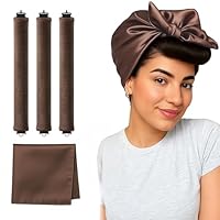 Overnight Blowout Rods | Heatless Curls Rollers Hair Curlers to Sleep In Foam Rolls Velvet Satin Long Short Curling Blow Out Look No Heat Dry Thin Thick Tools Set Soft by VISOFO (Brown, Set of 3)