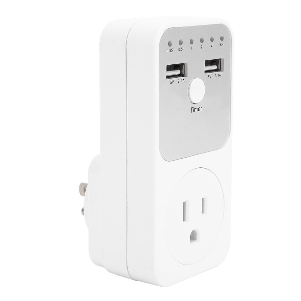 MOPFOL Dual USB Timer Socket with Countdown - Programmable Power Strip for Home Appliances, Overload Protection & Energy Saving Outlet(US Plug)