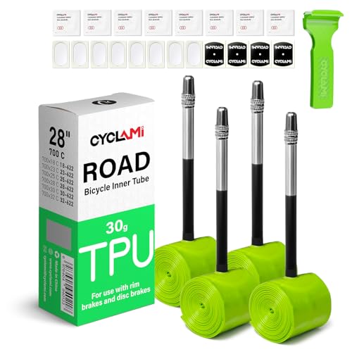 CYCLAMI 1本 TPU インナーチューブ 30g 超軽量ロードバイク チューブ 700x18/23/25/28/30/32C 700C自転車用 高耐久性 仏式 85mm (4P-30G-85)