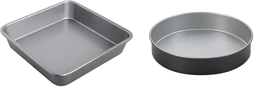 Cuisinart Chef's Classic - Bandeja cuadrada antiadherente para tartas de 9 pulgadas, color plateado y molde redondo de 9 pulgadas, color plateado