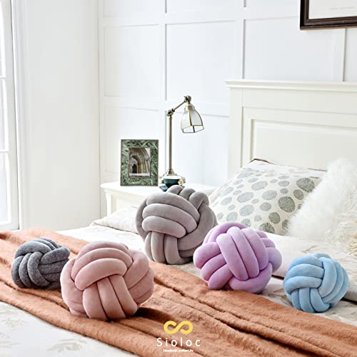 Sioloc Soft Knot Ball Pillows,Round Throw Pillow Cushion Home Decoration Plush Pillow,Throw Knotted Pillow Handmade Round Plush Pillow（7.8Inches,Grey） #TOP2