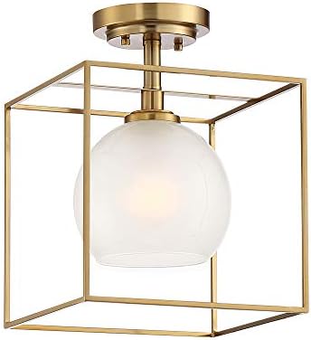 DESIGNERS FOUNTAIN Cowen Semi Flush Mount Ceiling Light, 10 Inch Indoor Fixture for Kitchen, Bedroom, Bathroom, and Hallway, Brushed Gold, 94511-BG