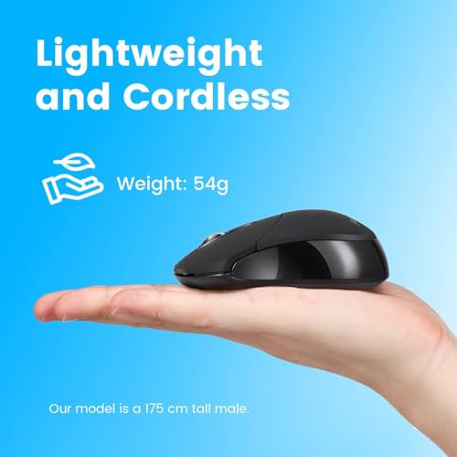 Image of Perixx PERIMICE-802B Wireless Bluetooth Mouse - Portable Design for Windows, iOS, and Android Tablet - Black Rubber Black