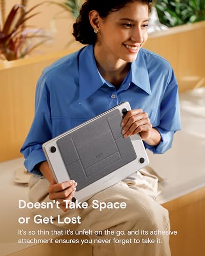 Image of MOFT Laptop Stand, Adhesive Laptop Riser with 2 Adjustable Viewing Angles, Foldable Computer Stand Compatible with MacBook Air, Pro 11 inch-16 inch,Light Starry Grey