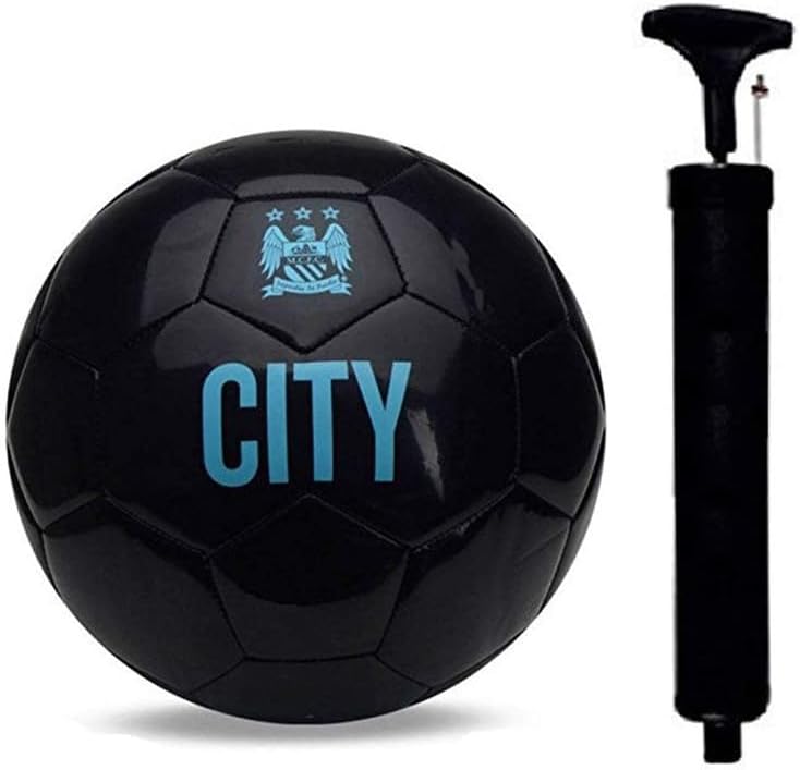 Hanzu Men-City-Black Football for All Ages Suited for The Grass Fields | PU | Suitable for Grass |Practice Ball | Soccer Ball | for Men/Women | Football Size - 5 (with Pump)