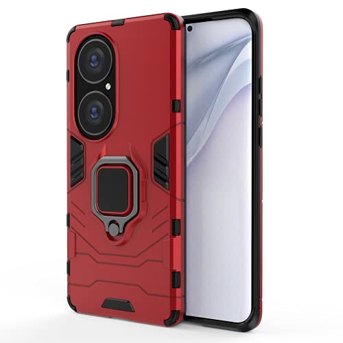 TingYR Funda para Huawei P50 Pro, Soporte Giratorio de Anillo de 360 Grados, Cubierta de teléfono a Prueba de Golpes de TPU/PC, Carcasa para Huawei P50 Pro.(Rojo)