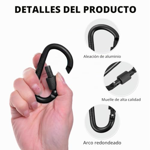 Miniatura 3 de Flintronic 10pcs Mosquetones, Mosqueton Pequeño, Mosquetón De Aluminio, Mosquetón De Cierre De Resorte, Carabiner En Forma D, Para Mochila, Camping, Llavero, Senderismo, Pesca, Botella-Multicolor B
