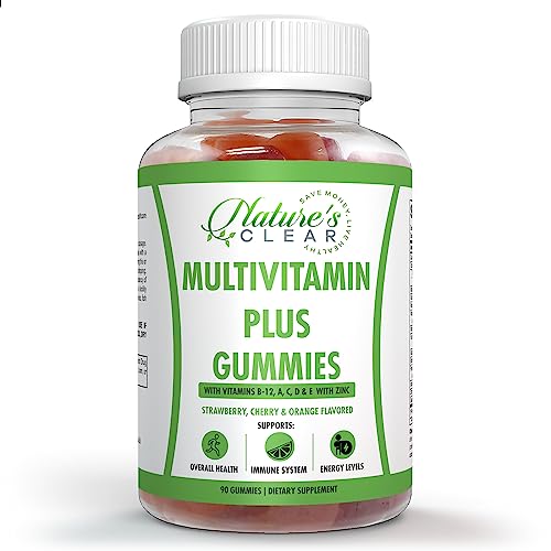 Nature's Clear Multivitamin Gummies For Women And Men With Vitamins A, C, D, E, Vitamin B12, Zinc, & Biotin, Daily Digestive Health & Immune Support Supplement, 90 Gummies #TOP23