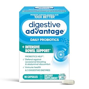 Digestive Advantage IBS Probiotics For Women and Men, Probiotics For Digestive Health & Intensive Bowel Support with Digestive Enzymes For Gut Health, Occasional Bloating & Immune Support, 96 Capsules