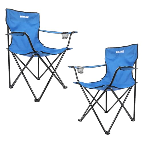 Mesas Y Sillas, Outdoors DURALIFE GAON. 2 Sillas Plegables para Camping, Jardin, Playa o Pesca Portatil Ultraligera de Lona Impermeable (Azul