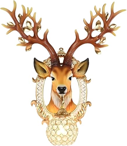 Image of Jupiter Decor HUB Resin Deer Head Mounted Antique Decorative Wall Scone Light Lamp for Living Room,Bedroom and Office Wall Decoration|LED Night Lamp |Wall Mounted Home Decor Item with Light