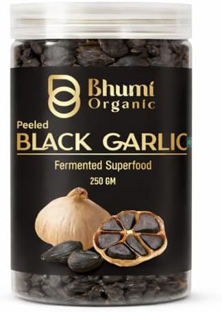 Bhumi Organic Ready To Eat Peeled Natural Black Garlic Cloves (250 gm) | Naturally Fermented, Ready-to-Eat, No Preservatives, Rich in Antioxidants