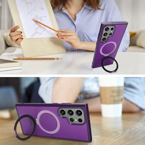 Image of Cavor for Samsung Galaxy S23 Ultra Case,Compatible with Magsafe,Dark Purple | Galaxy S23 Ultra Phone Case with Stand Magnetic, Shockproof Slim Protective Cases for Women Men