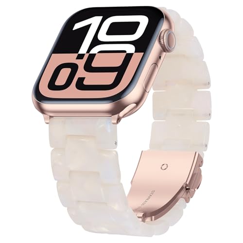 Image of iiteeology Compatible with Apple Watch Band 42mm 41mm 40mm 46mm 45mm 44mm, Light Resin with Stainless Steel Replacement Wristband for iWatch Ultra 3 /Ultra 2 49mm Series 11-1 SE 3
