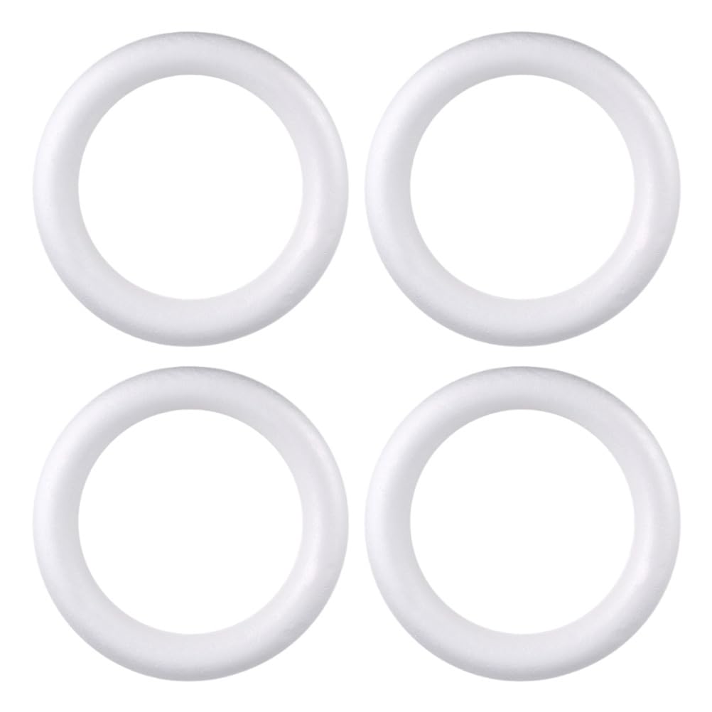 DIYEAH 4 Stück Styropor Kranz Rohling Schaumstoffring 30cm 40cm Selbstgemacht Modellierung Valentinstag Party Heimdekoration Weiß